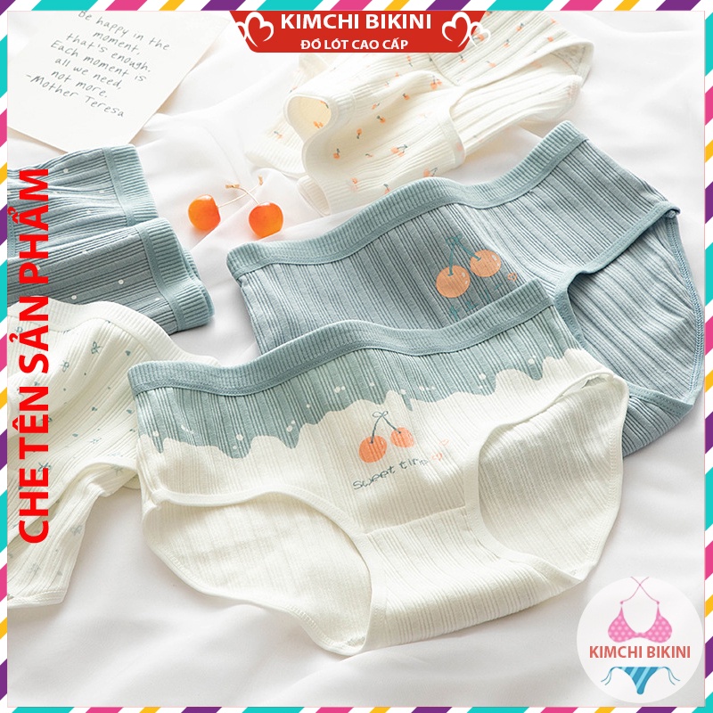 Set 10 quần lót nữ cotton cạp to vải mềm KIMCHIBIKINI Combo 10 quần nót nữ dễ thương chống viêm QL039