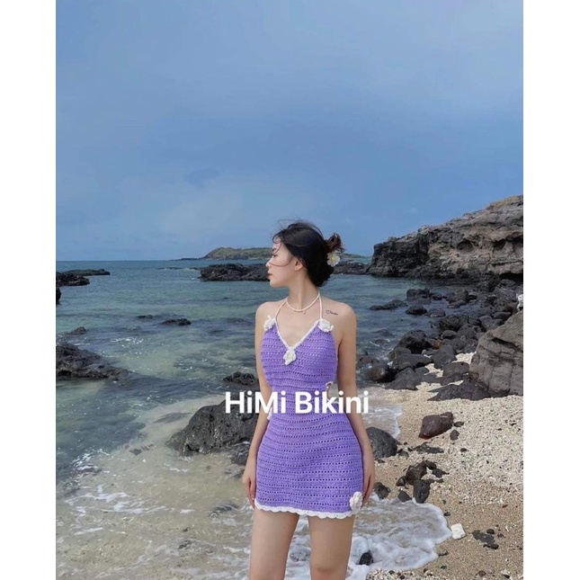 ĐẦM LEN MÓC ĐỦ MÀU NGỌC MẶC - SẴN MÀU TÍM (INB NẾU ĐẶT MÀU KHÁC) - BIKINI LEN HIMI124