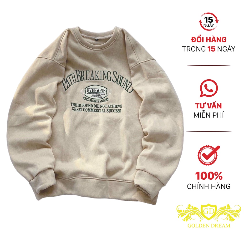 Aó Sweater Nam Nữ Vải Nỉ Bông GOLDEN DREAM Thêu Chữ Nổi Cá Tính TP9880