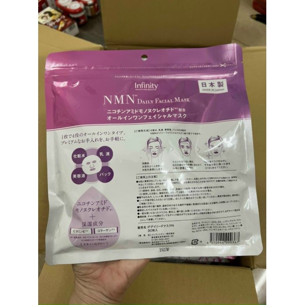 Mặt Nạ Tế Bào Gốc Cao Cấp NMN Infinity Nâng Cơ Trẻ Hoá Da Nội Địa Nhật Bản Túi 30 miếng