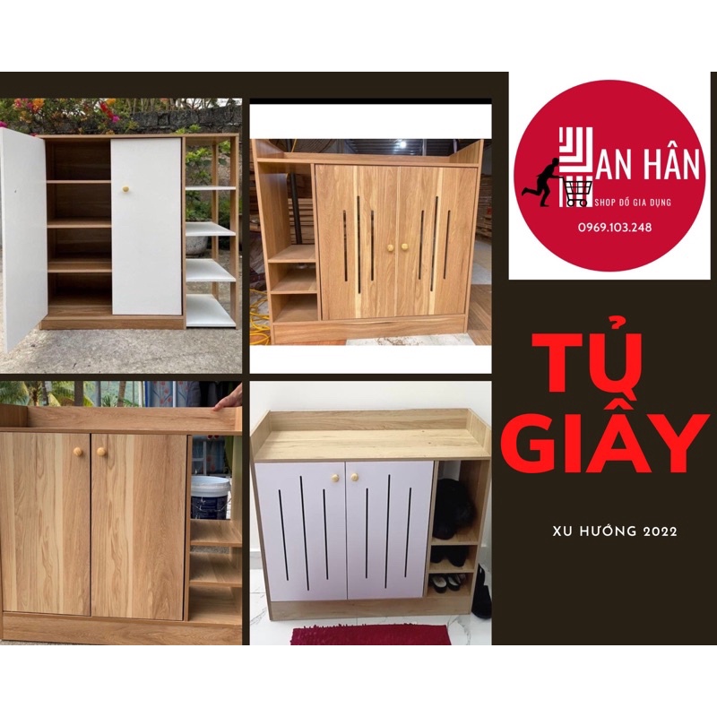 Tủ giày gỗ, Tủ đựng giày 2 cánh tủ, 3 tầng gỗ MDF. Mẫu mã đa dạng