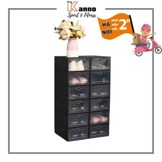 Hộp đựng giày, tủ giày dép nắp nhựa cứng ,chống bám bụi chịu lực 6kg - kanno sport
