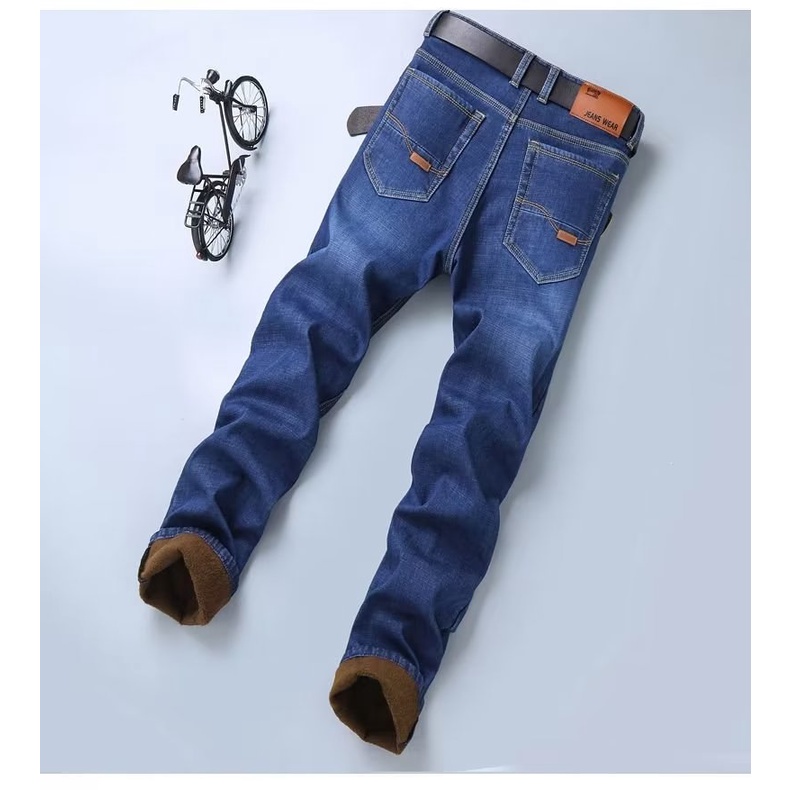 Quần Jean Lót Lông Cừu Dày Dặn Giữ Ấm Mùa Thu Đông Cho Nam size 28-40