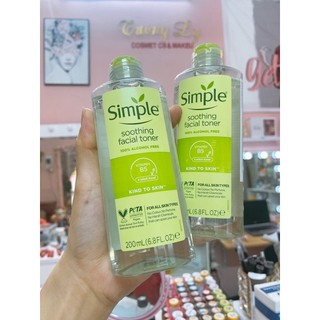Nước Hoa Hồng Soothing Facial Toner Simple cân bằng ẩm cho da 200ml