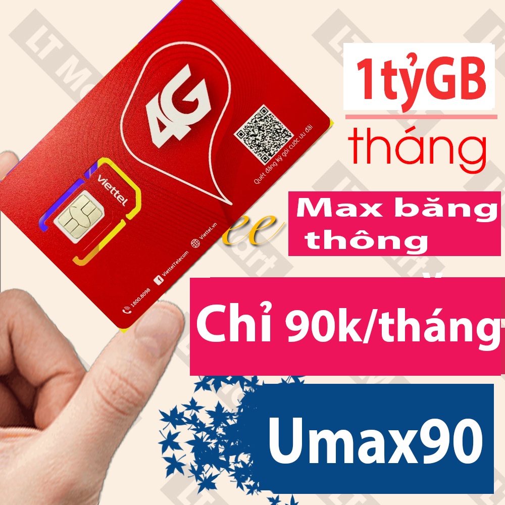 sim 4g không giới hạn data Umax90 1tỷ Gb sim không giới hạn data max băng thông