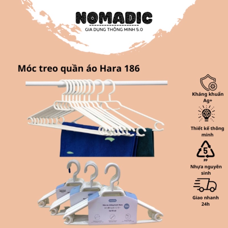 COMBO 10 Móc treo quần áo cao cấp inochi, thiết kế gờ chống trượt, móc áo người lớn/ trẻ em. GIAO MÀU NGÃU NHIÊN