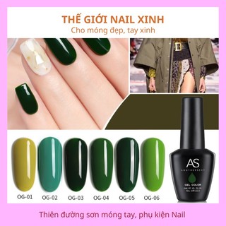 Sơn móng tay gel AS dùng máy hơ tone vàng xanh lá cây tươi xanh cốm mã OG 15ml