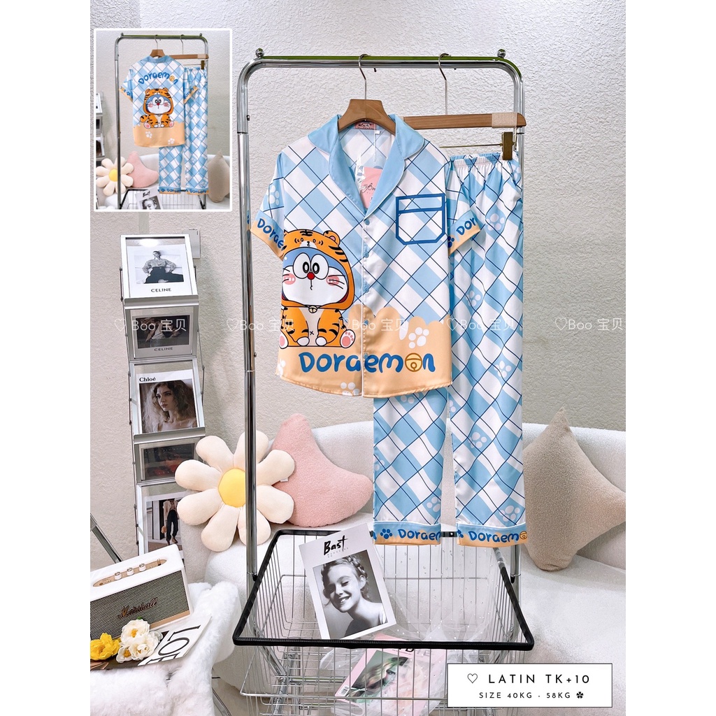Bộ Lụa Latin DOREMON Hổ Xanh
