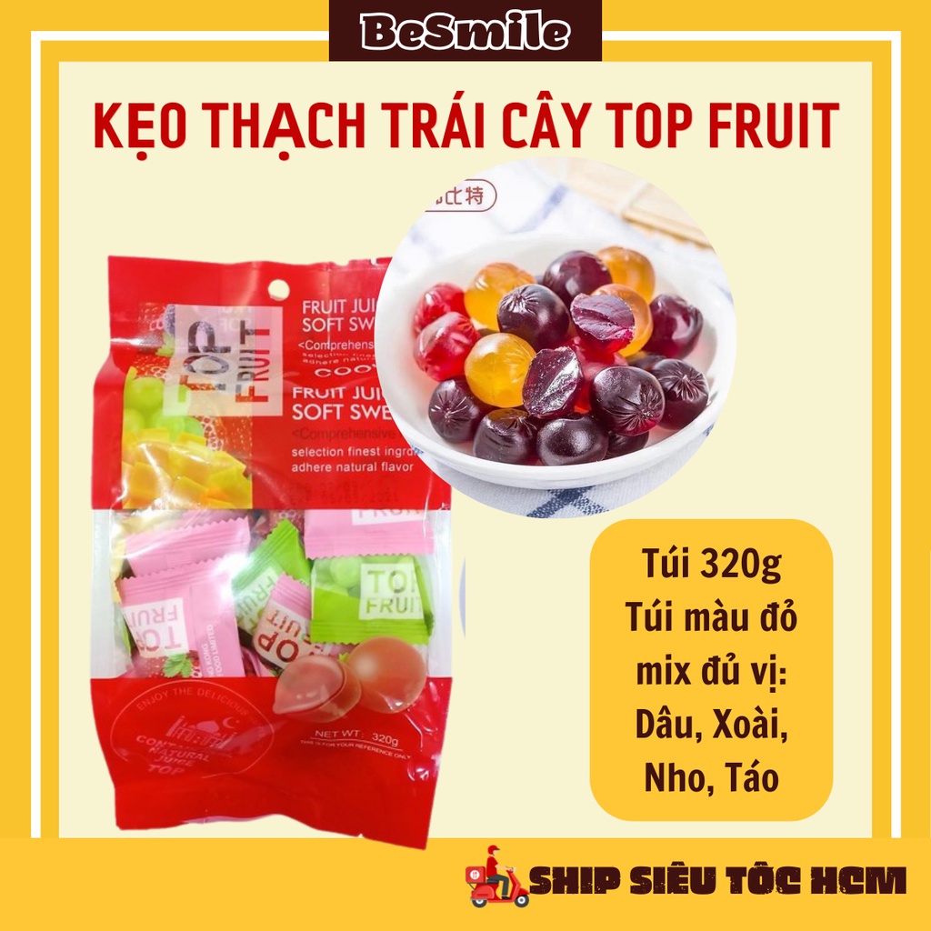 Kẹo Dẻo Trái Cây Top Fruit Mix Đủ Vị Gói 320gram, BESMILE
