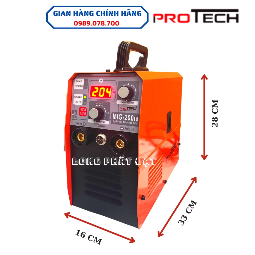 Máy Hàn Mig Không Dùng Khí Protech 200F-Thế Hệ Mới-3 Chức Năng-Gia đình Và Thợ-2 Nút Chỉnh Riêng Biệt