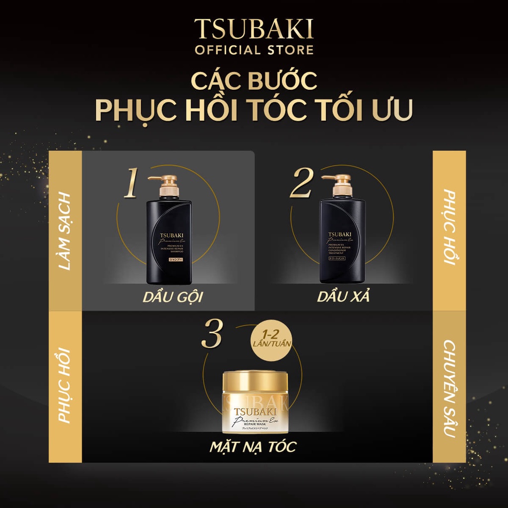 Bộ đôi gội xả Phục hồi hư tổn nặng & giảm gãy rụng - Công nghệ Ion Tsubaki Premium EX Intensive Repair 490ml/chai