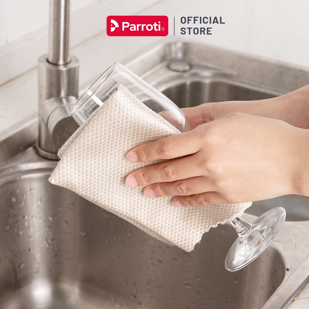 Khăn lau bếp đa năng siêu thấm hút, lau kính, xe ô tô, combo 5 cái Parroti Fiber FB01