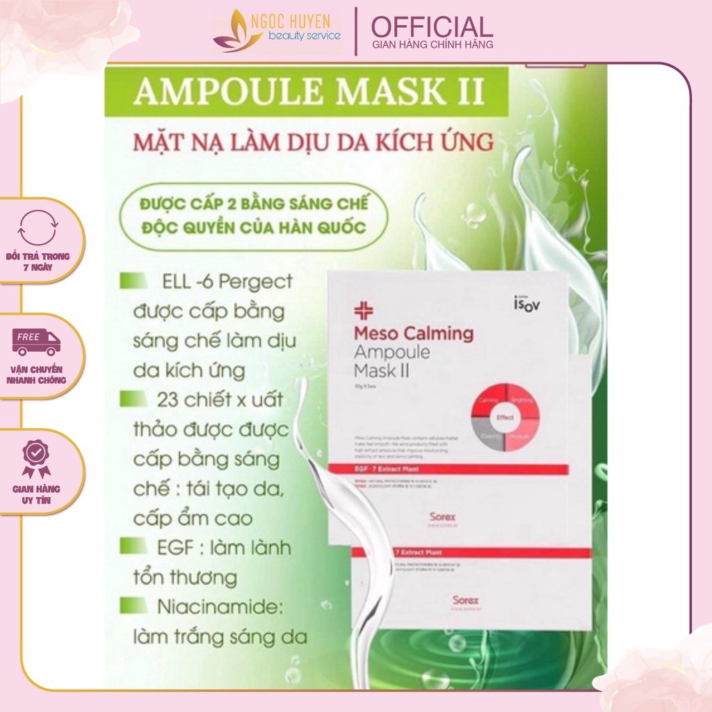 ⚡ Mặt Nạ MESO CALMING AMPOULE MASK, Tăng Độ Đàn Hồi, Trắng Sáng Da