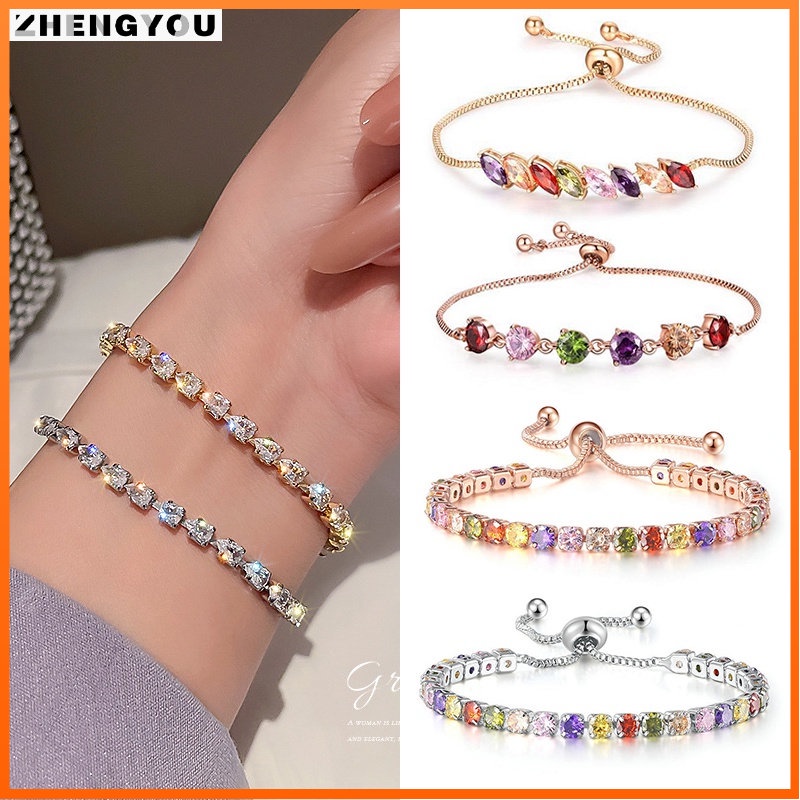 Vòng đeo tay RINHOO đính đá zircon đơn giản thời trang dành cho nữ