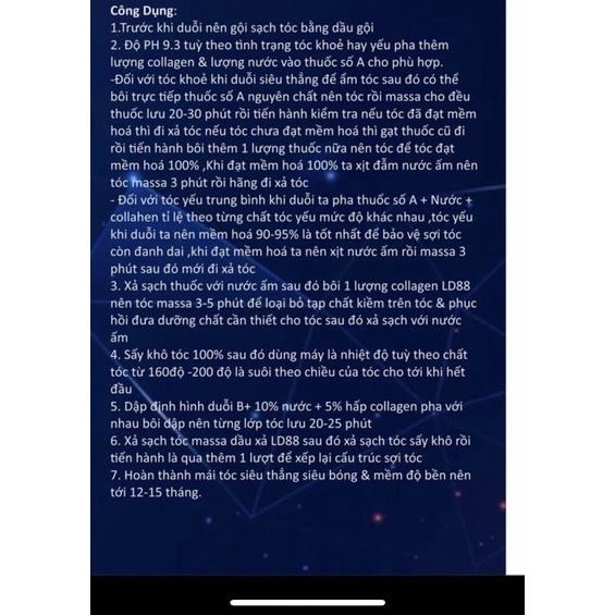 Kem duỗi tóc LD88 siêu thẳng 1000ML X2 TÚI