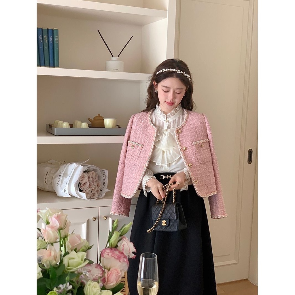 Áo Khoác Dáng Ngắn Phong Cách Pháp Thời Trang Xuân Thu Cao Cấp Cho Nữ