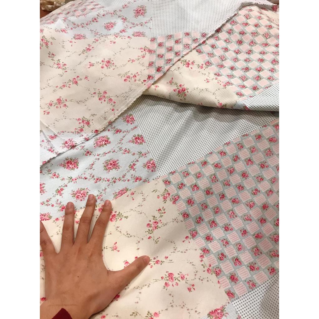 Vải quilt chất thô poly họa tiết vintage dùng may đồ, làm khăn chải bàn, may phối họa tiết
