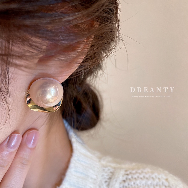 Khuyên Tai Bạc Hình Tròn Xoắn Đính Ngọc Trai Phong Cách Âu Mỹ Cá Tính Kiểu Mới