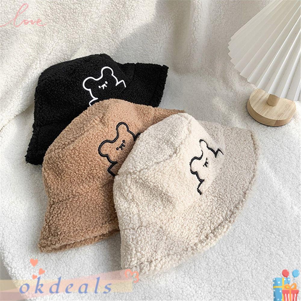 Mũ Bucket Thêu Họa Tiết Panama Ấm Áp Thời Trang Mùa Đông Cho Nữ