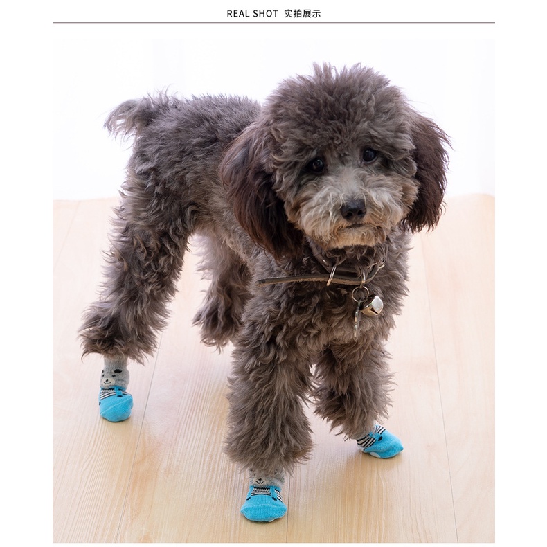 Đôi Vớ Chống Trượt In Hình Chân Chó Dễ Thương Bảo Vệ Cho Thú Cưng