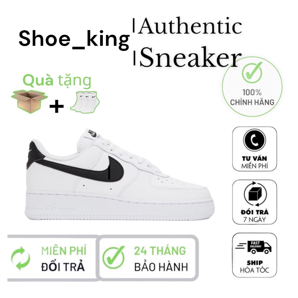 Giày_nike air force 1 vệt đen cổ thấp, giày af1 trắng móc đen nam nữ chuẩn S.C full bill box