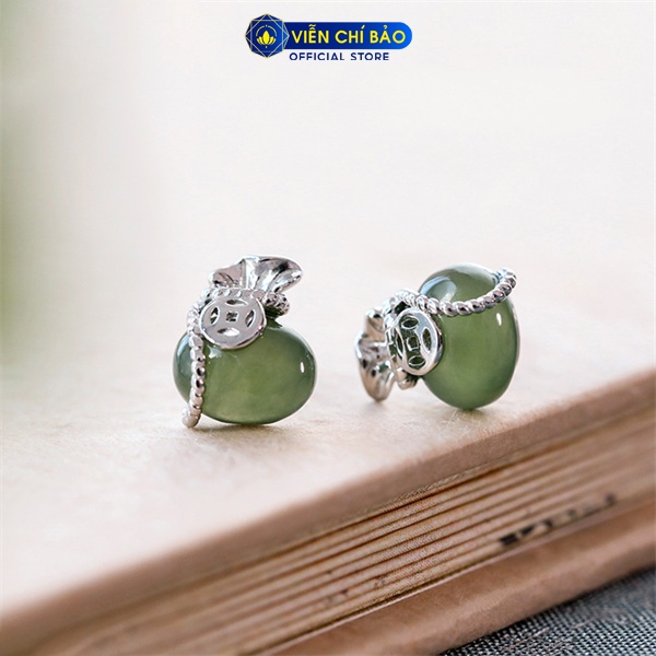 Bông tai bạc nữ túi tiền đá chất liệu bạc 925 thời trang phụ kiện trang sức Viễn Chí Bảo B000013