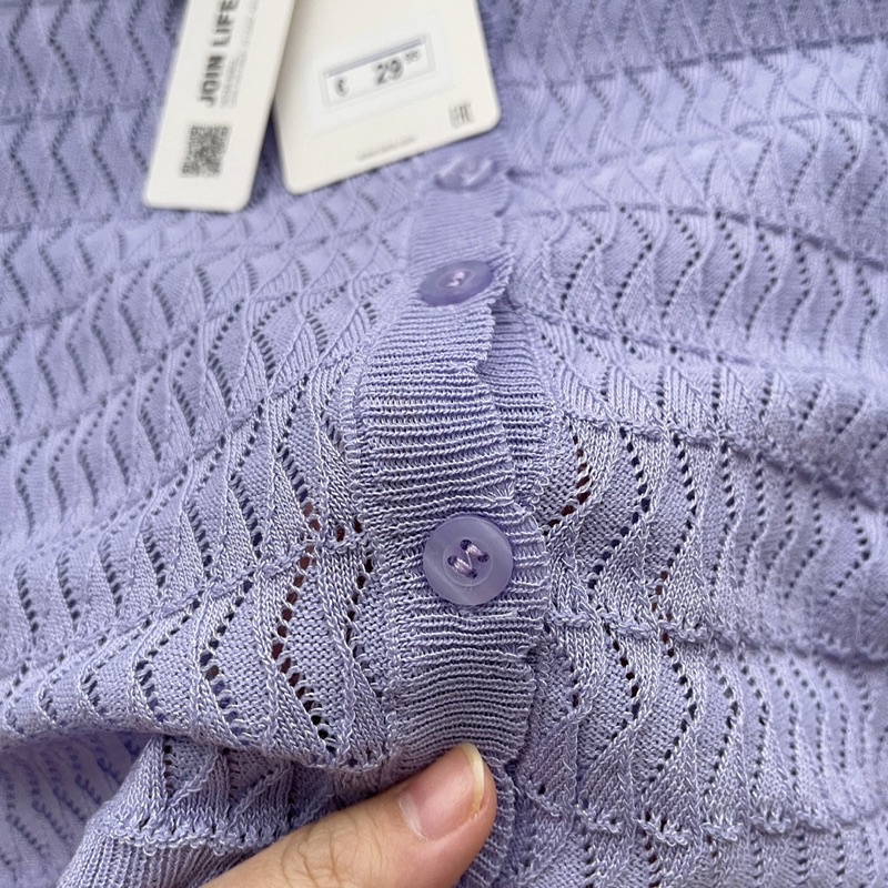Áo cardigan dệt kim tím dáng croptop