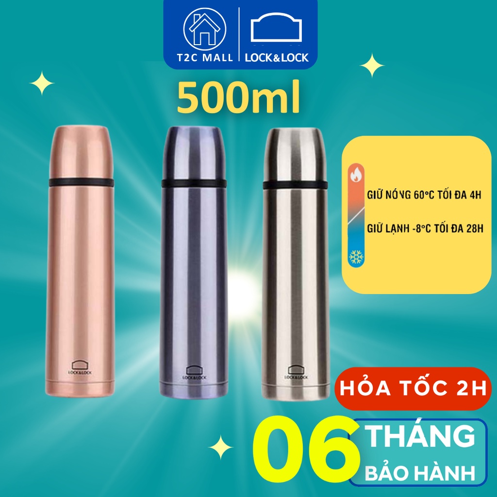 Bình Giữ Nhiệt 500ML Vienna Miệng Bình Rộng Nắp Dùng Làm Cốc Lock&Lock LHC1430 - T2Cmall