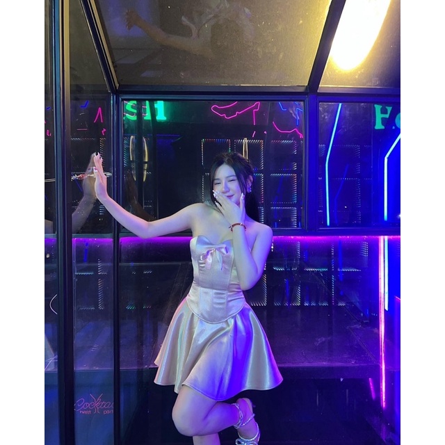 NUDIEYE - Áo corset và chân váy Josie Silk Set