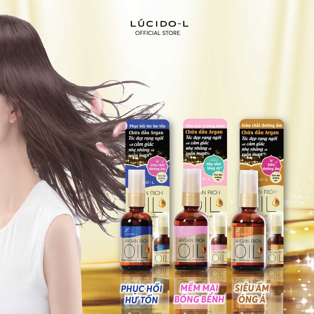 Tinh Dầu Dưỡng Tóc cho tóc khô cứng LÚCIDO-L Hair Treatment Oil Rich Moisture N 60ml