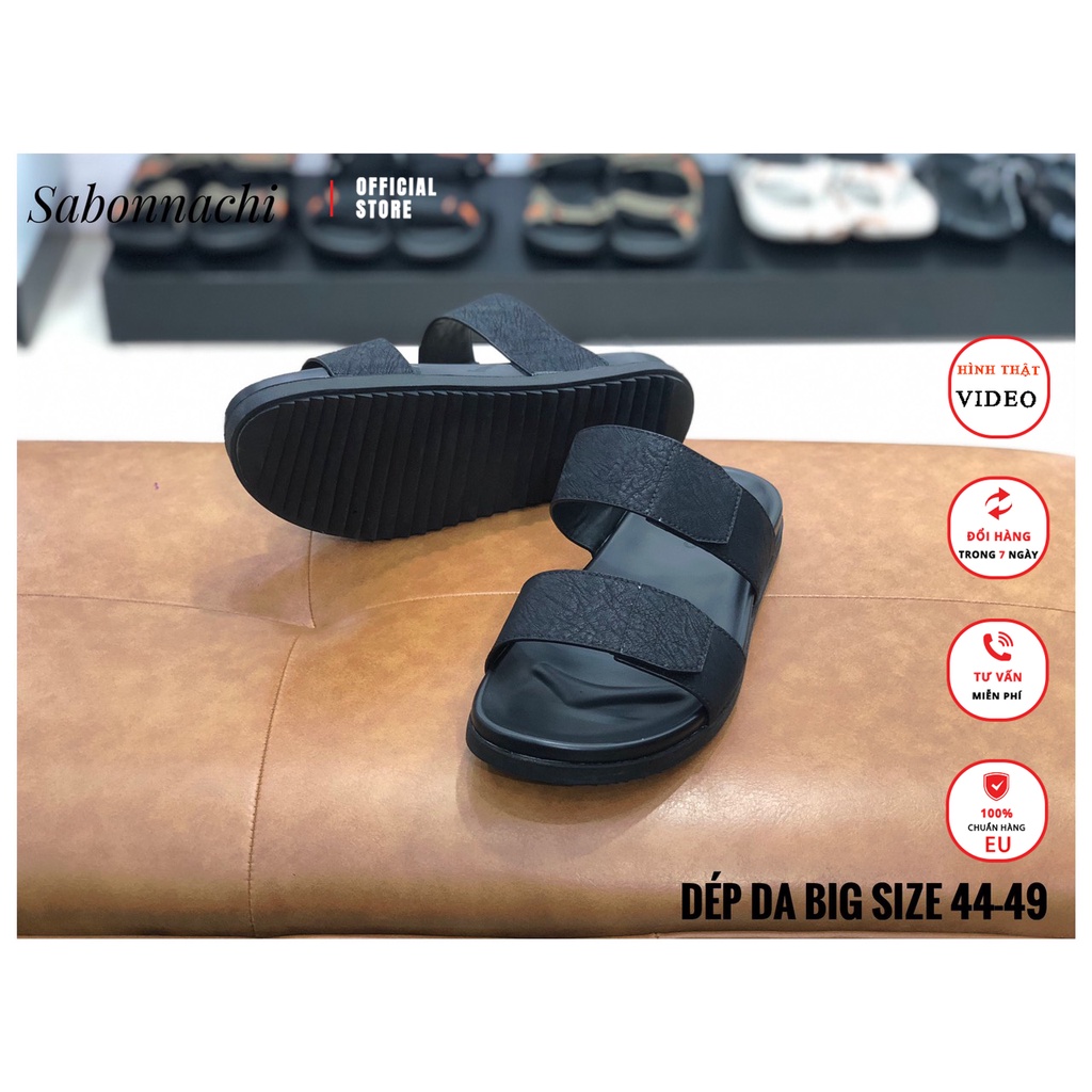 Dép da xỏ ngón big size 44 -49 đế cao su chống trơn trượt (hình thật + video)