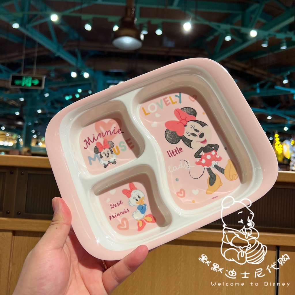 Khay ăn dặm nhựa melamine 3 ngăn Disney Mickey Minnie Dumbo Ariel cho trẻ em