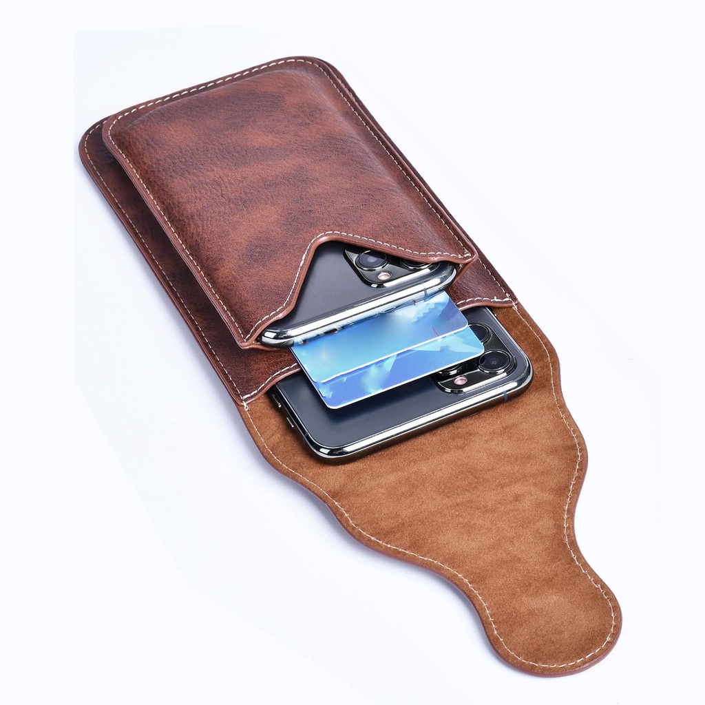 Có thể bán buôn Túi đựng điện thoại di động Nam Da PU đeo thắt lưng để đi du lịch leo núi ngoài trời Ilikebag Hàng giao ngay