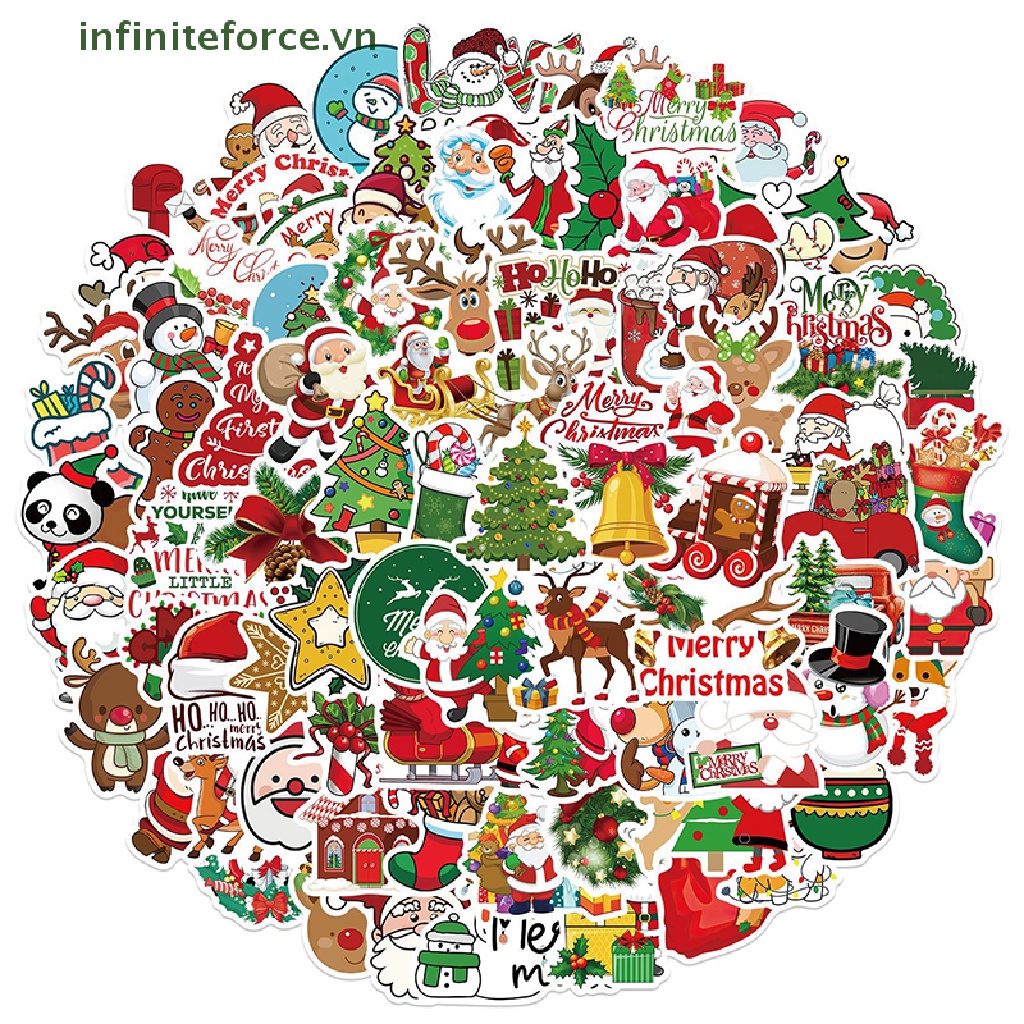 Túi 100 Miếng Dán Trang Trí Đa Năng Chủ Đề Giáng Sinh