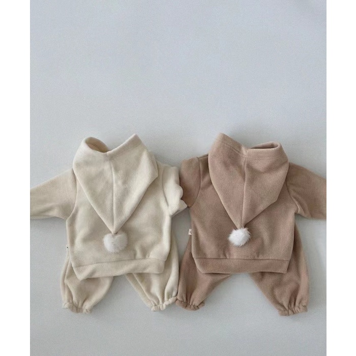 Áo Khoác Len Dày Hai Mặt Có Mũ Trùm Hình Gấu Giáng Sinh Dễ Thương Thời Trang Thu Đông Cho Bé Trai Và Bé Gái