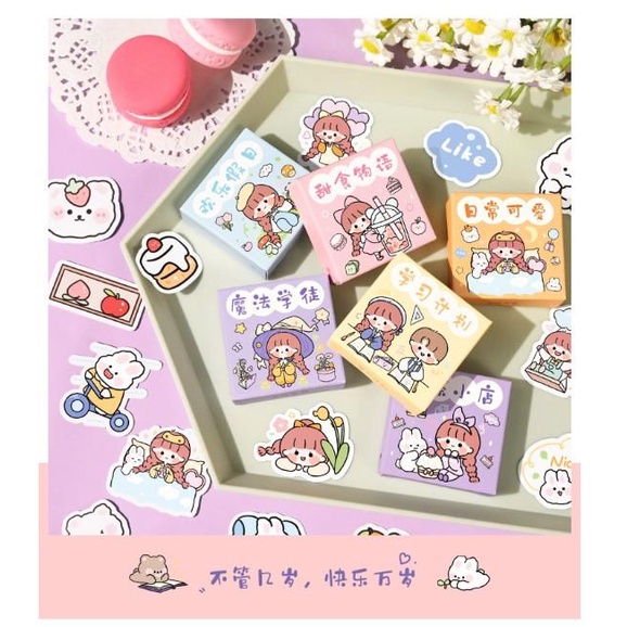 Set 50 Tấm Sticker hình dán Cô Gái - Chibi Dễ thương - chọn mẫu
