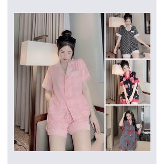 Đồ bộ pijama bigsize tay ngắn quần đùi vải lụa mango cao cấp
