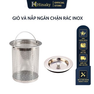 Bộ giỏ lọc rác và nắp đậy bồn rửa chén bát inox [ MÃ F104 ]