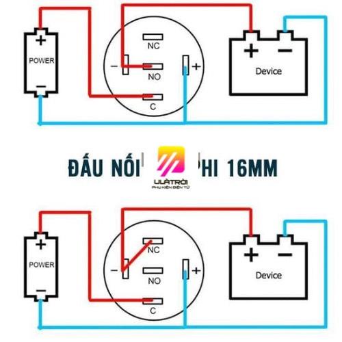Nút nhấn báo nguồn 16mm, nút nhấn giữ có LED báo nguồn 5-24VDC