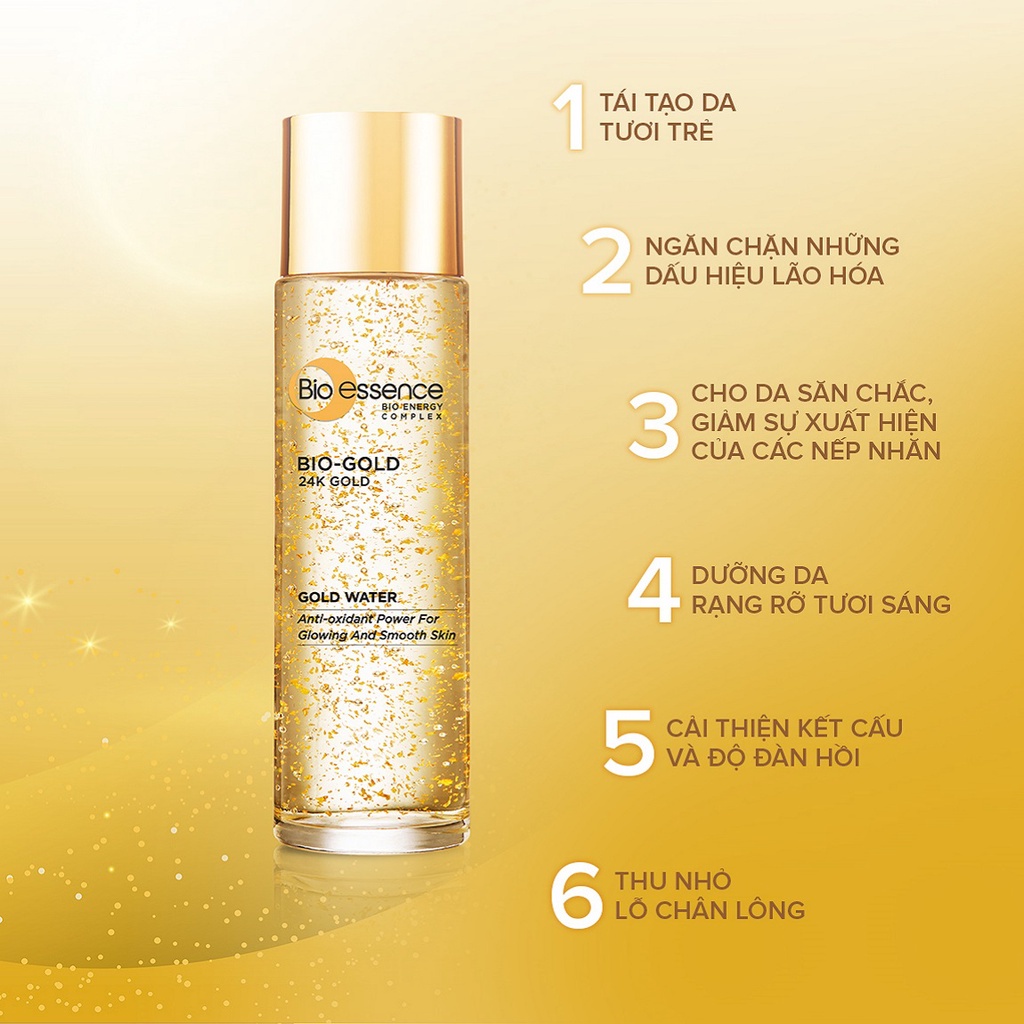 Combo 2 Nước dưỡng ngăn ngừa lão hóa vàng 24k Bio-Gold Bio-Essence 150ml/chai