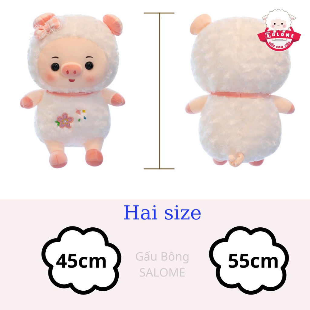 Gấu bông heo lông cừu trắng cute salome tp hcm - ảnh sản phẩm 2