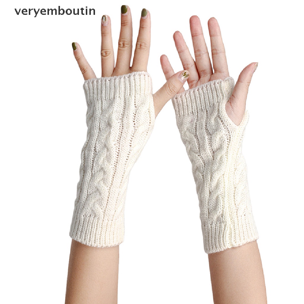 1 Đôi Găng Tay Len Hở Ngón Mềm Mại Giữ Ấm Mùa Đông