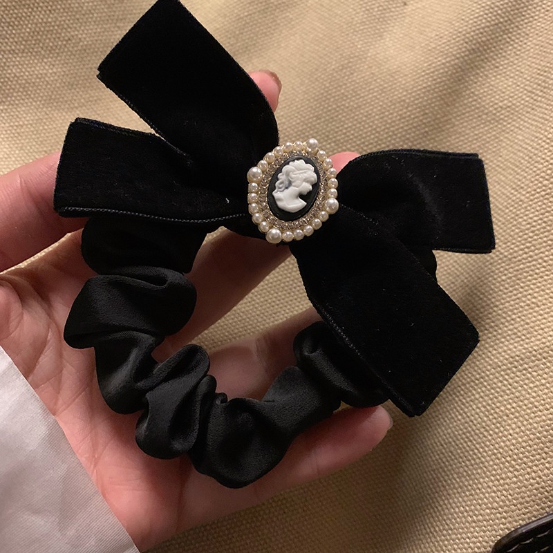 Dây Cột Tóc Nhung Đen Thắt Nơ Phong Cách Pháp Cho Nữ