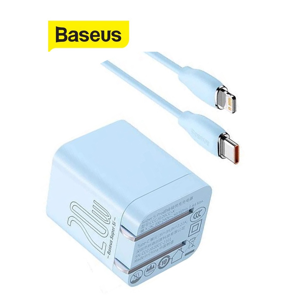 Bộ sạc PD20W Baseus Super Si Pro 1 cổng Type-C kèm dây sạc Type-C to Lightning cho iPhone dài 1M ( Xanh )