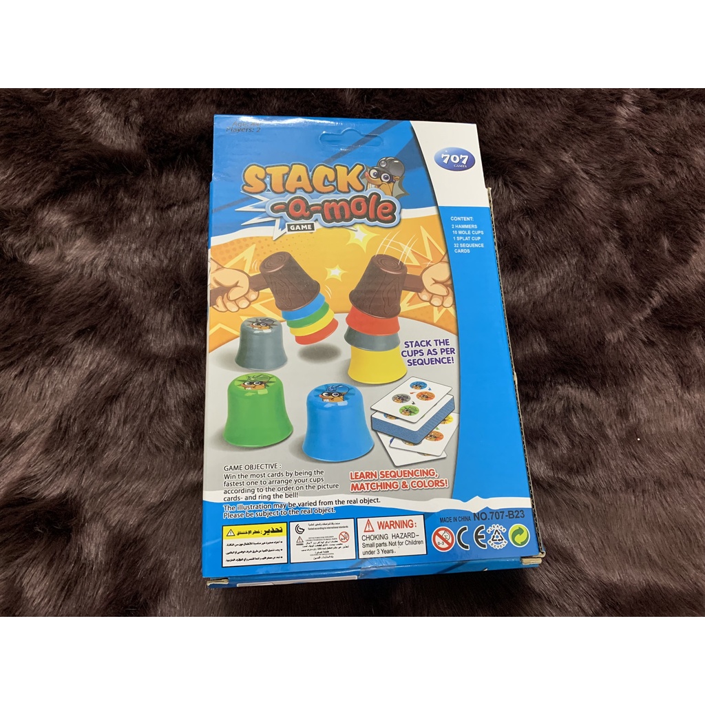 Trò chơi Stack a mole game – Đồ chơi đập chuột chũi chồng cốc theo thẻ mẫu sẵn giúp trẻ luyện tập phản xạ