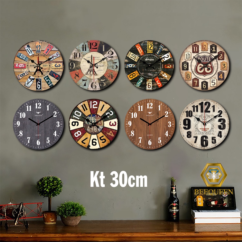 50 Mẫu Đồng Hồ Treo Tường Kim Trôi Decor Vintage Size 30cm - Máy Kim Trôi - Xưởng Sản Xuất Đồng Hồ Trang Trí