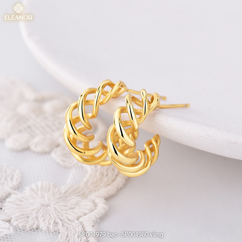 Bông tai nữ Eleanor Accessories hình chữ C thiết kế dạng xoắn phụ kiện trang sức 4979