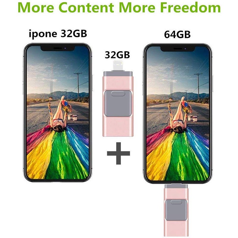 Usb Ổ Đĩa Flash 128GB Cho iPhone 6 6S 6Plus 7 7S 7P 8 8Plus XS iPad