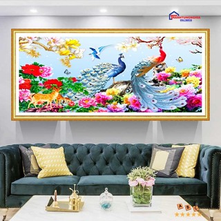 Tranh đính đá công đắc lộc toàn gia LV548