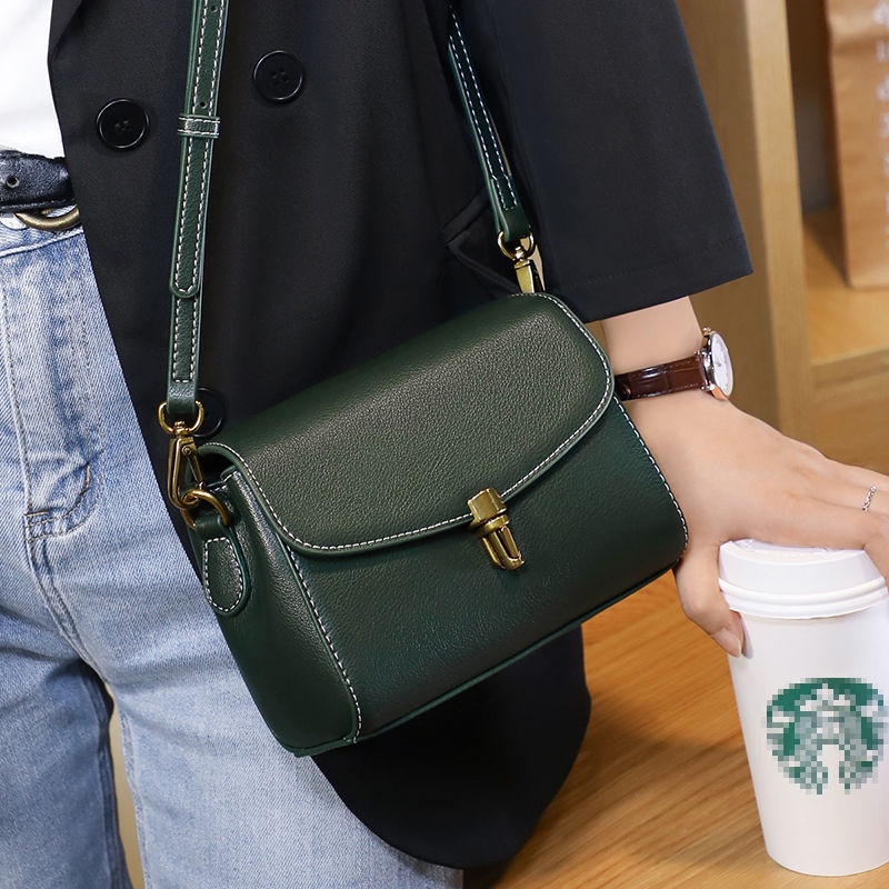 Túi Đeo Chéo Da Bò Hình Vuông Nhỏ Đơn Giản Phong Cách retro Cho Nữ